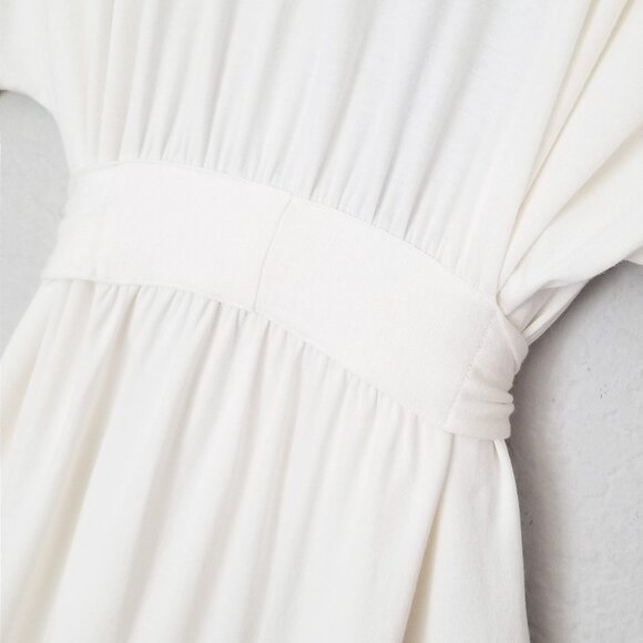 Eberjey Kimono Robe S Ivory Soft Modal Jersey Polka Dot Lace Mesh Inset Wrap Tie - Picture 10 of 15